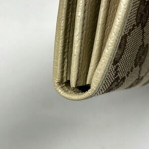 Gucci Brown GG Canvas Bifold Long Beige Wallet Chain